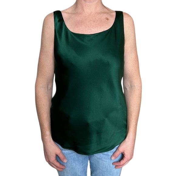 LAFAYETTE 148 NEW YORK Silk Tank Top in Emerald Green 4 - Picture 1 of 14
